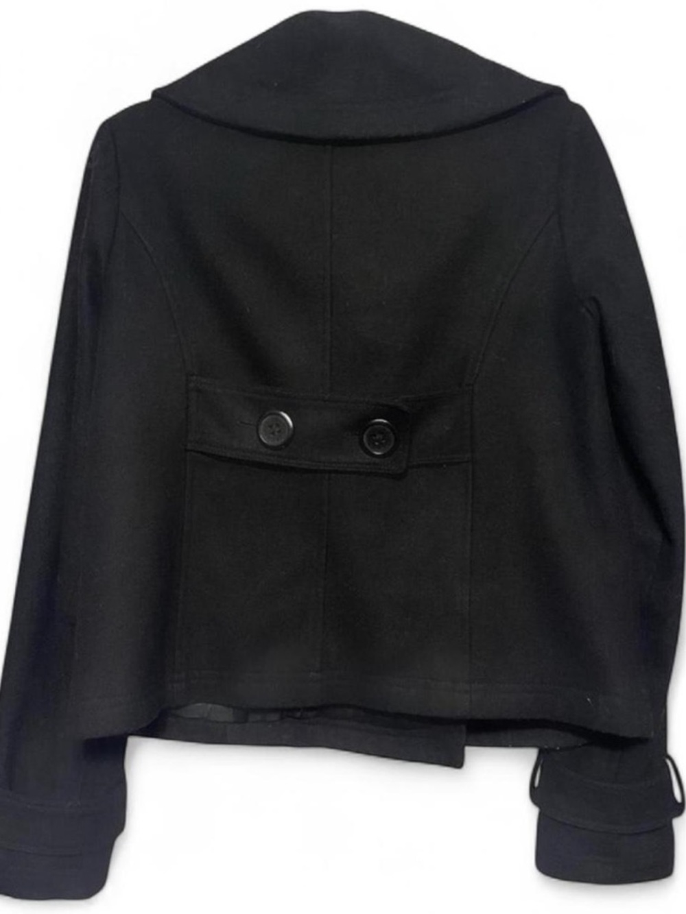 Vintage Y2K BB Dakota Black Wool Double Breasted Peacoat Jacket Sz S - Picture 3 of 3